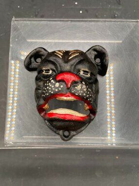 Vintage Cast Iron Bulldog Wall Mount Bottle Opener Man Cave Barware
